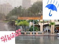 きゃー、凄い雨！！