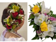 お手製の髪飾りを付けました～　　(*^-^*)